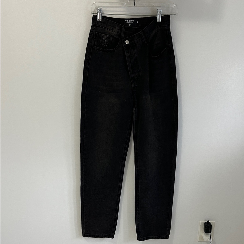 The Kript Gavin Boyfriend Crossover Waist Jeans Washed Black